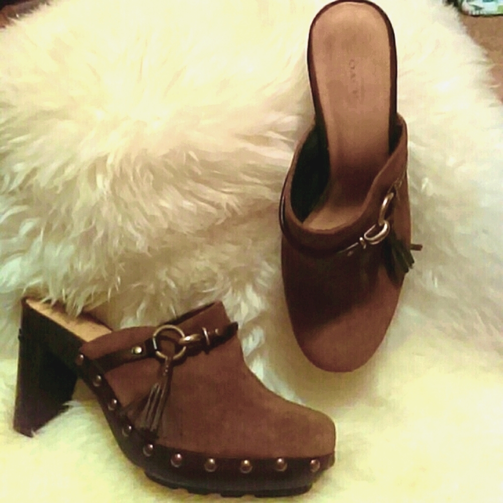 Authentic coach suede clog with tassel - Picture 1 of 6